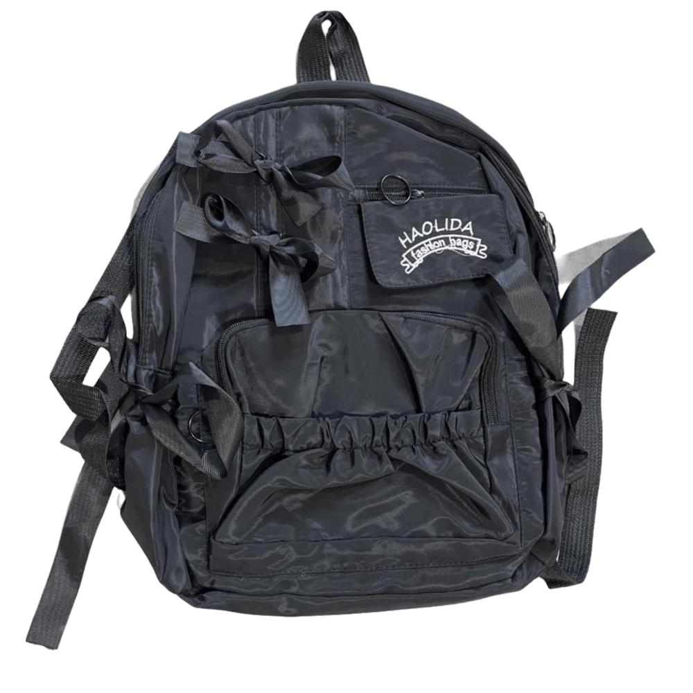 

Fashion Canvas Bow Backpack College Style Harajuku Students School Bag Storage Bag Large Capacity Canvas Shoulders Bag Students чёрный