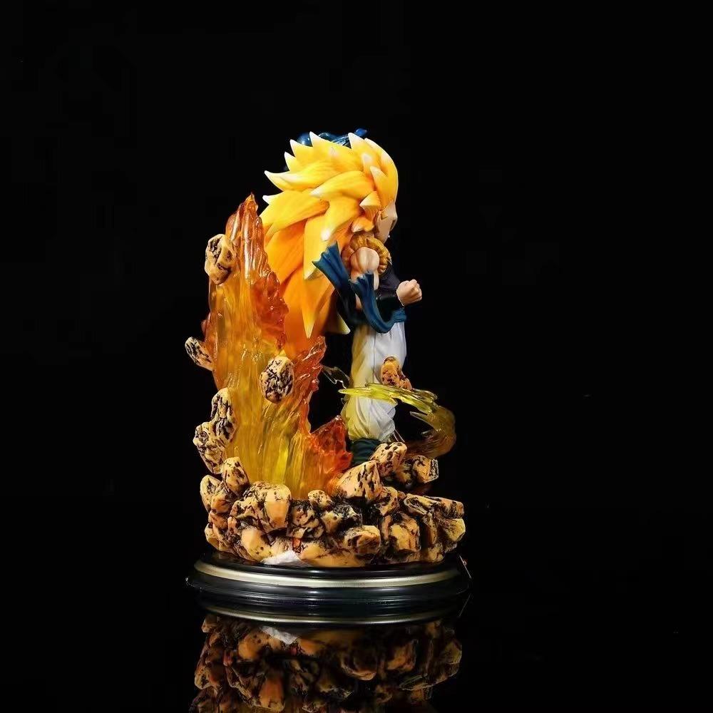 In Stock 22cm Drogan Boll Z Gotenks Figure Gotenks Sjj3 Pvc Action Figures Gk Statue With Light Base Collection Model Toys