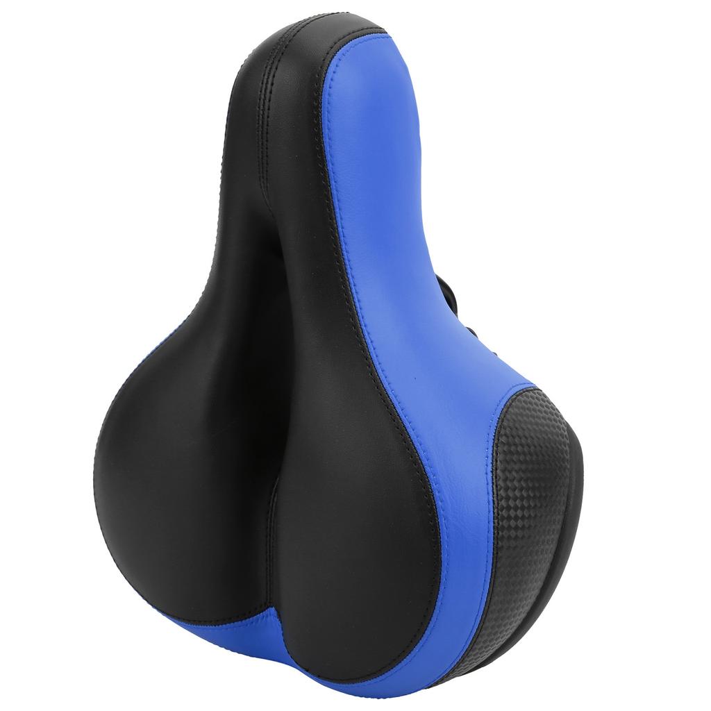 Mountain Bike Saddle Comfortable Microfiber Leather HollowCarved Spring Bike Saddle Seat(Black Blue