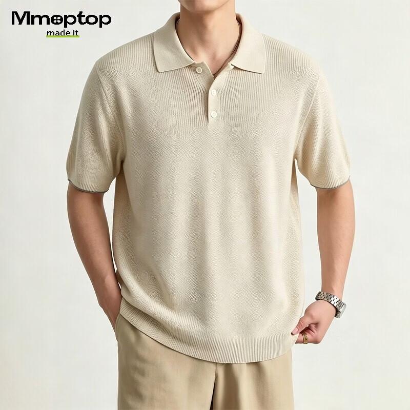 MMOPTOP Men's Linen Blend Knit Polo Shirt