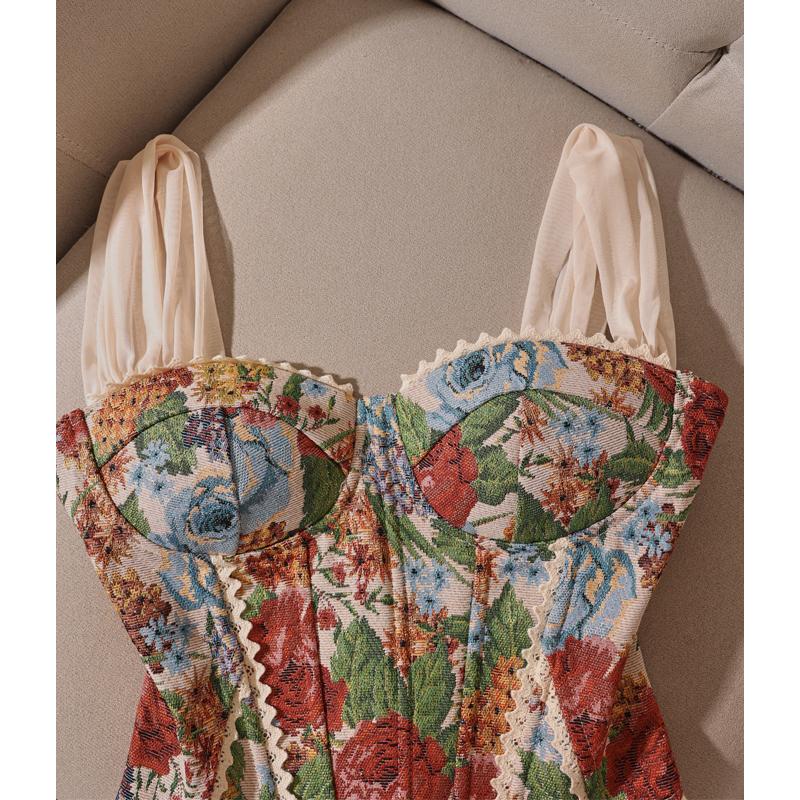 Women Strap Vintage Lingerie Camisole Sleeveless Lace Up Backless Mini  American Retro Slim Sexy Print Tank