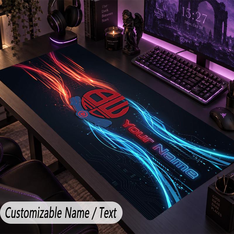 Large Mouse PadBolton Wanderers FC Custom Name Text Personalized Desk Mat Non Slip Gaming Pad