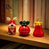 Cozy Nursery Night Lighting Christmas Light, Santa Snowman Elk Bell Figurine Lamp, Glowing Indoor Holiday Table Decorations LED Tabletop Decor,