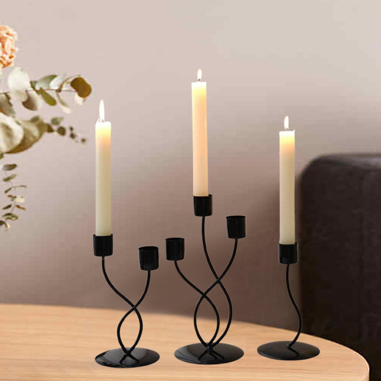 

Набор из 3 железных подсвечников для ужина, Дня святого Валентина и свадеб Black Curved