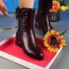 New Fashionable Pointed-toe, Thick-heeled, Low-top Cotton Boots Are Comfortable, Warm and Versatile Women's Shoes