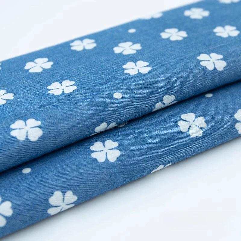 100x150cm Thin Style Washed Printed Fabric Pure Cotton Denim Fabric Summer Clothing Pants Short Dress DIY Clothing Shirt Fabric