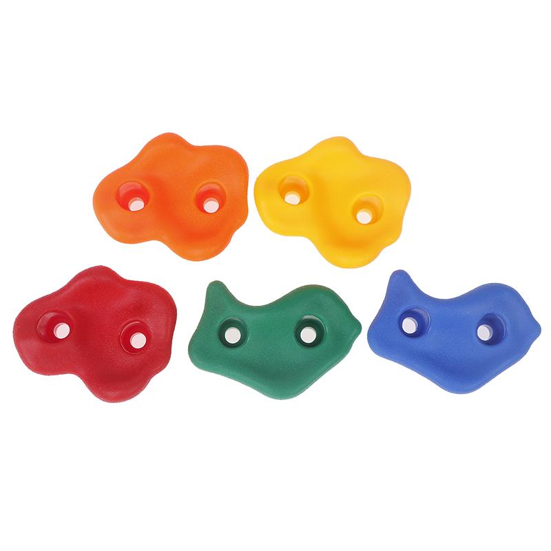 5Pcs Double Hole Plastic Rock Climbing Holds Toys For Boys Games Child Wood Wall Climbing Stones Random Color Outdoor Sports Toy