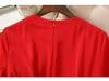 Rotes Chiffon-Minikleid mit kurzen Ärmeln: Übergröße im koreanischen Stil mit schlankmachendem, bauchbedeckendem Design.