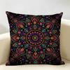 Darkcolored Mandala Floral Pattern Cushion Cover Durable Hypoallergenic Organic Linen Short Pillow Cover Washable
