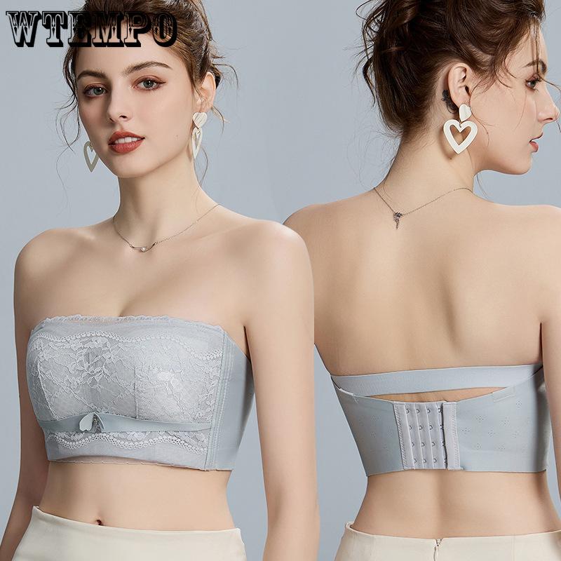 Summer Strapless Bra for Women Invisible Back Wrapped Chest and Tied Chest Plus Size Bra