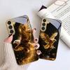 Flying Golden Eagle For Samsung Galaxy S20 FE S21 S22 S23 Plus S24 Ultra 25Ultra S21+ S9+ S22Plus Golden glass phone case