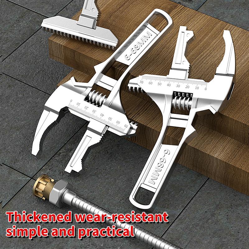 6-68mm Universal Bathroom Wrench Adjustable Large Opening Pipe Wrench Nut Key Spanner Home Manual Repair Tool