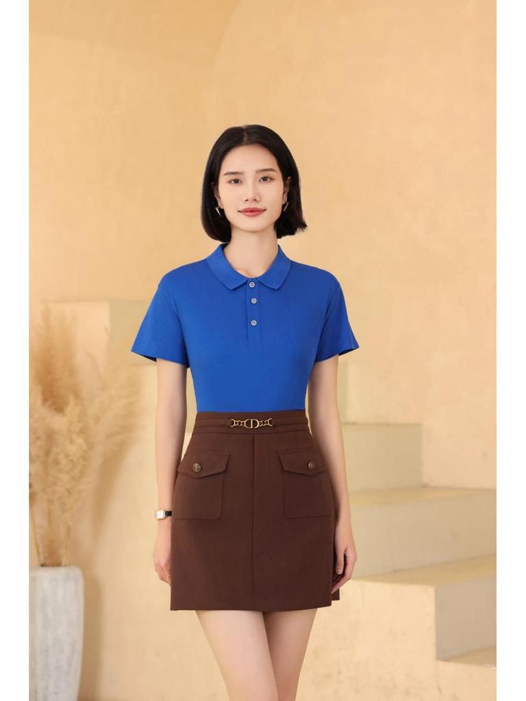 Kurzarm Umlegekragen Kundenspezifisches Poloshirt - Unifarbe, Werbe-T-Shirt, Arbeitskleidung Uniform, Doppelring-Schnalle.