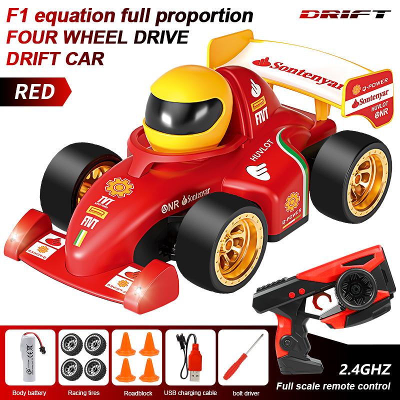 

2.4G Rc Formula High Speed Drift Remote Control Car 4WD Proportional Throttle Cartoon Lights Off Road Sports Toy Car