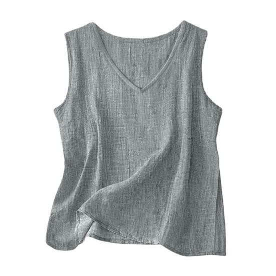 

Женские Топы V-образный вырез Без рукавов Свободный Крой Жилет Летняя Рубашка Повседневные Майки L серый