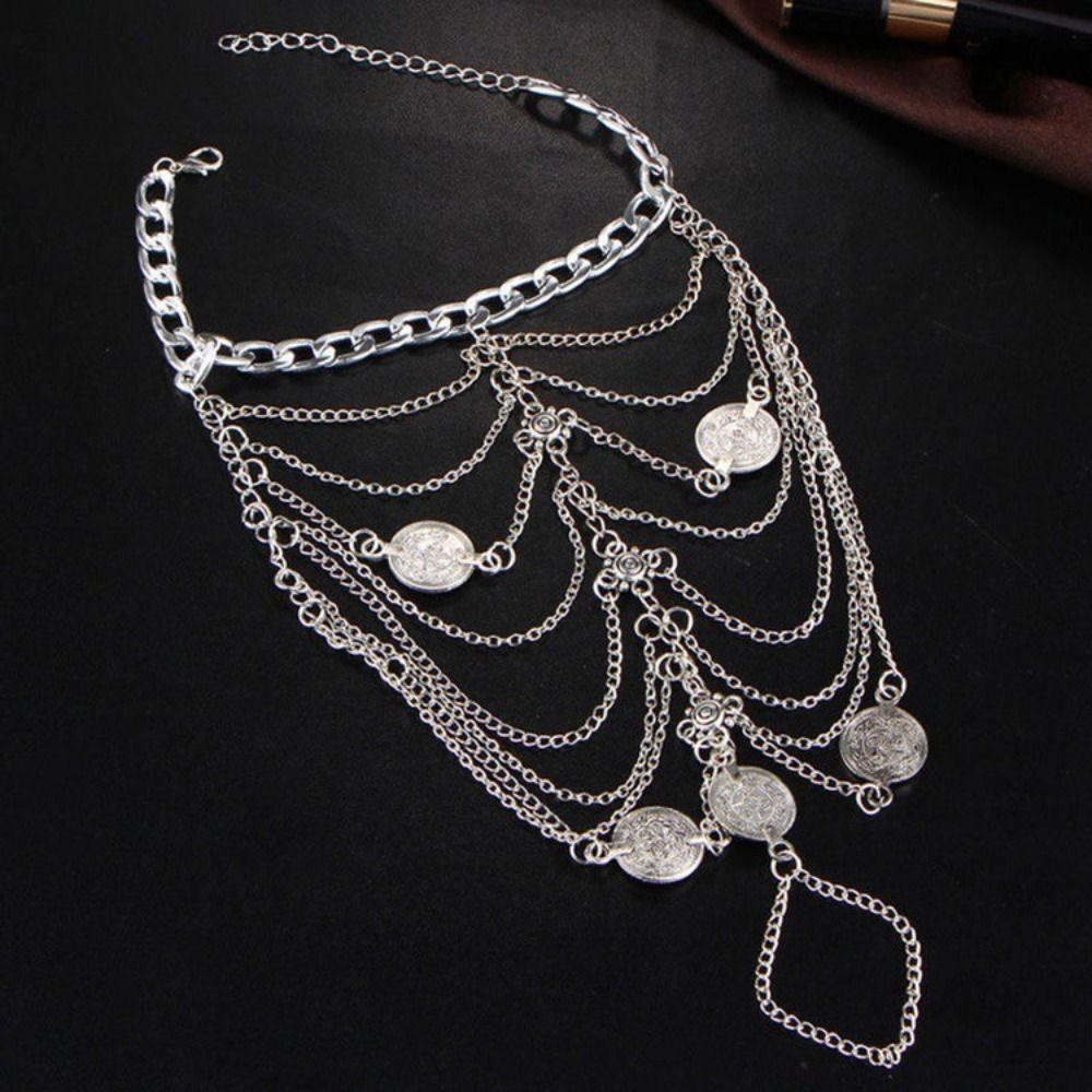 2 Pcs Tassel Tassel Ankle Chain Multi-layer Instep Chain Temperament Anklet with Pendant Women