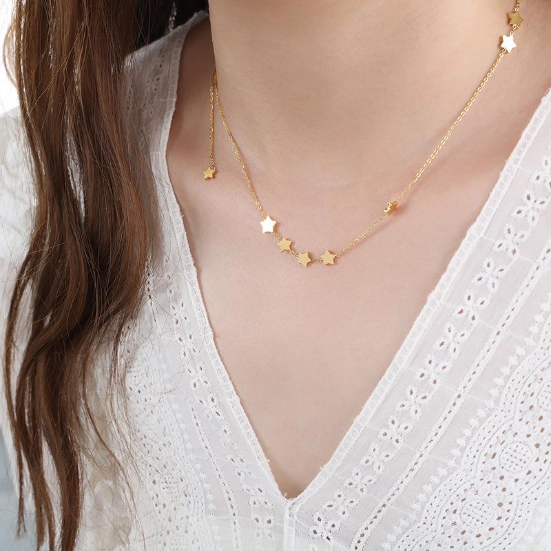 Niche Chic Jewelry s High Quality 18K Gold Stainless Steel Star Tassel Necklace for Women Minimalist Link Chain 41+5cm
