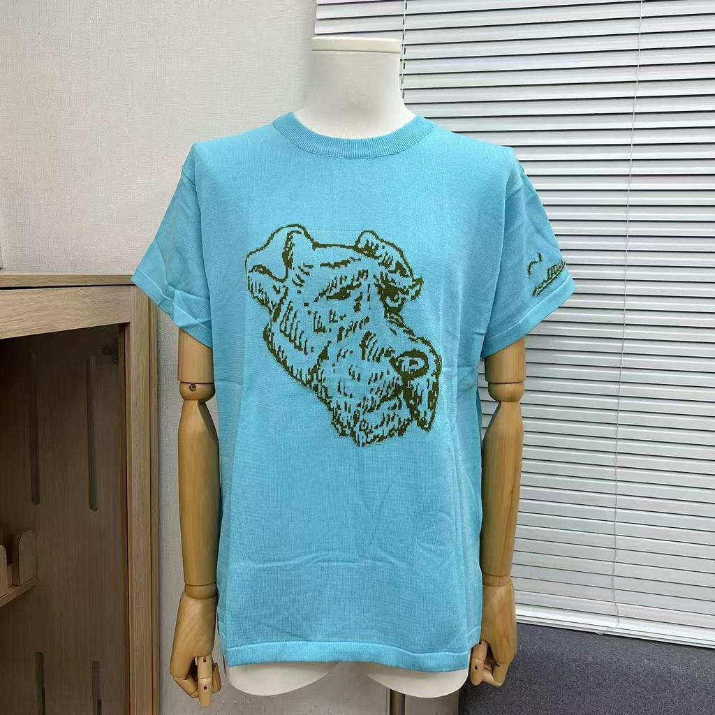 Edition 2025 Spring/Summer Trendy Jacquard Brand Logo Knit Unisex Short Sleeve