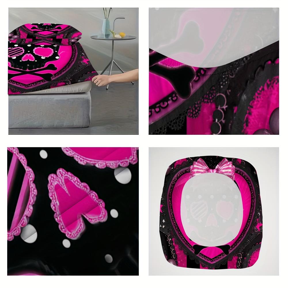 1pc Fitted Sheet Black Red Skull 3D Printed 100% Polyester Cover Breathable Bedding Set for Home Decor without Pillowcases