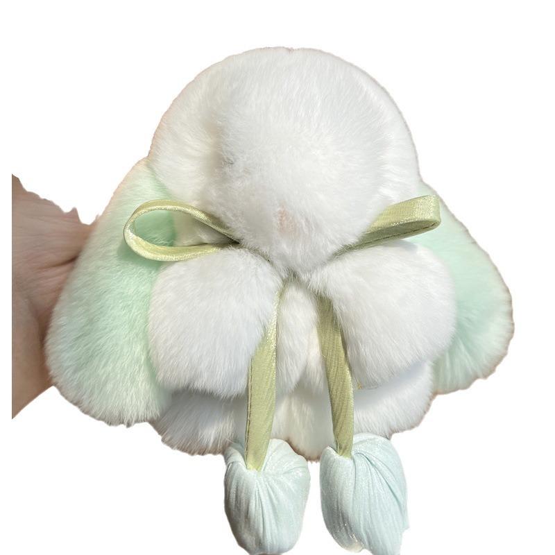 Cute Rex Rabbit Hair Bunny Keychain Pendant Mini Plush Doll Dead Rabbit School Bag Pendant Gift