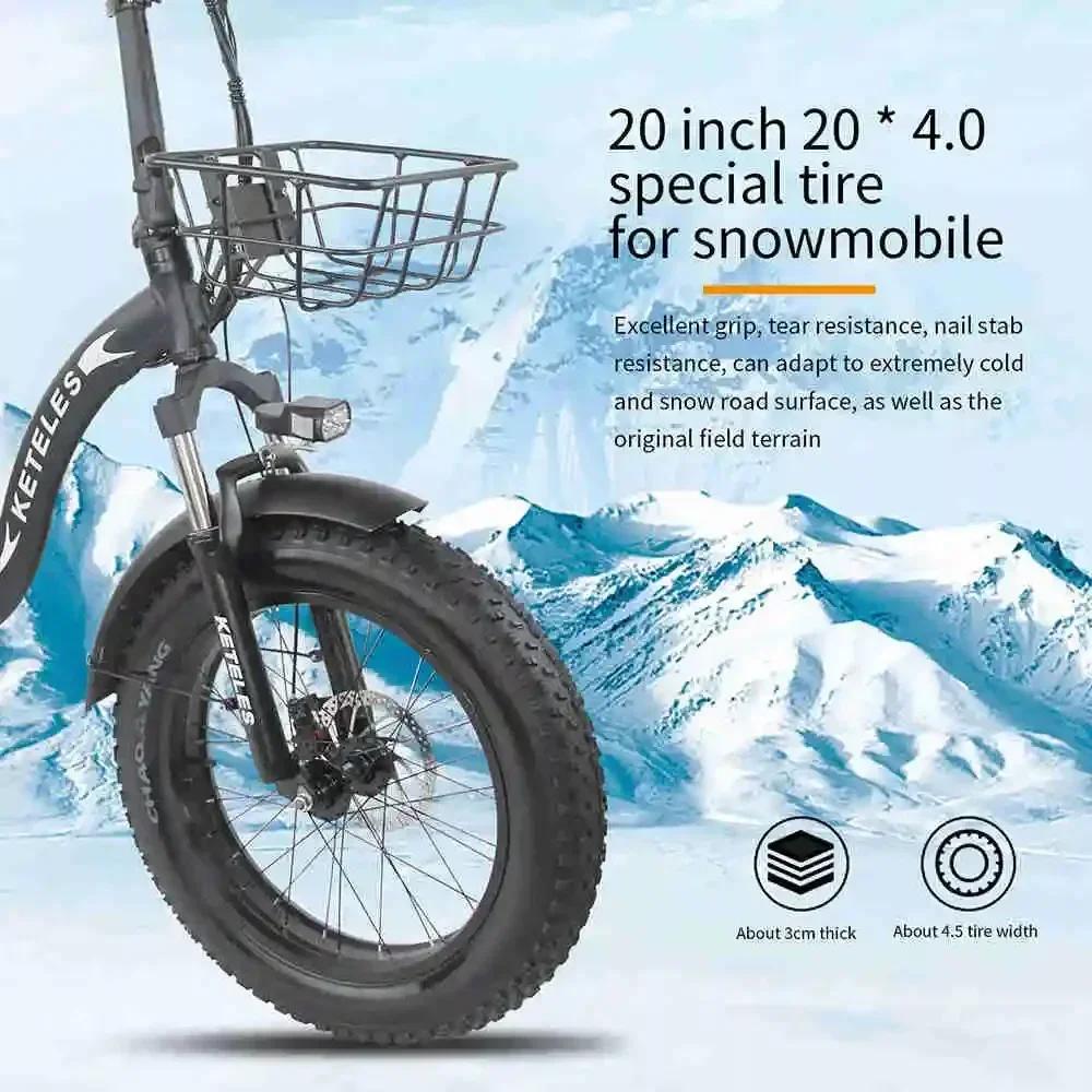 KETELES KF9 Elektrofahrrad 1000W Doppelmotor 48V35AH Lithiumbatterie Faltbares Elektrofahrrad für Erwachsene 20*4.0-Zoll Fat Tire Schnee E-Bike