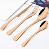 24pcs Shiny Gold Dinnerware Set Upscale 304 Stainless Steel Cutlery Set Steak Knife Fork Spoon Flatware Party Kitchen Tableware