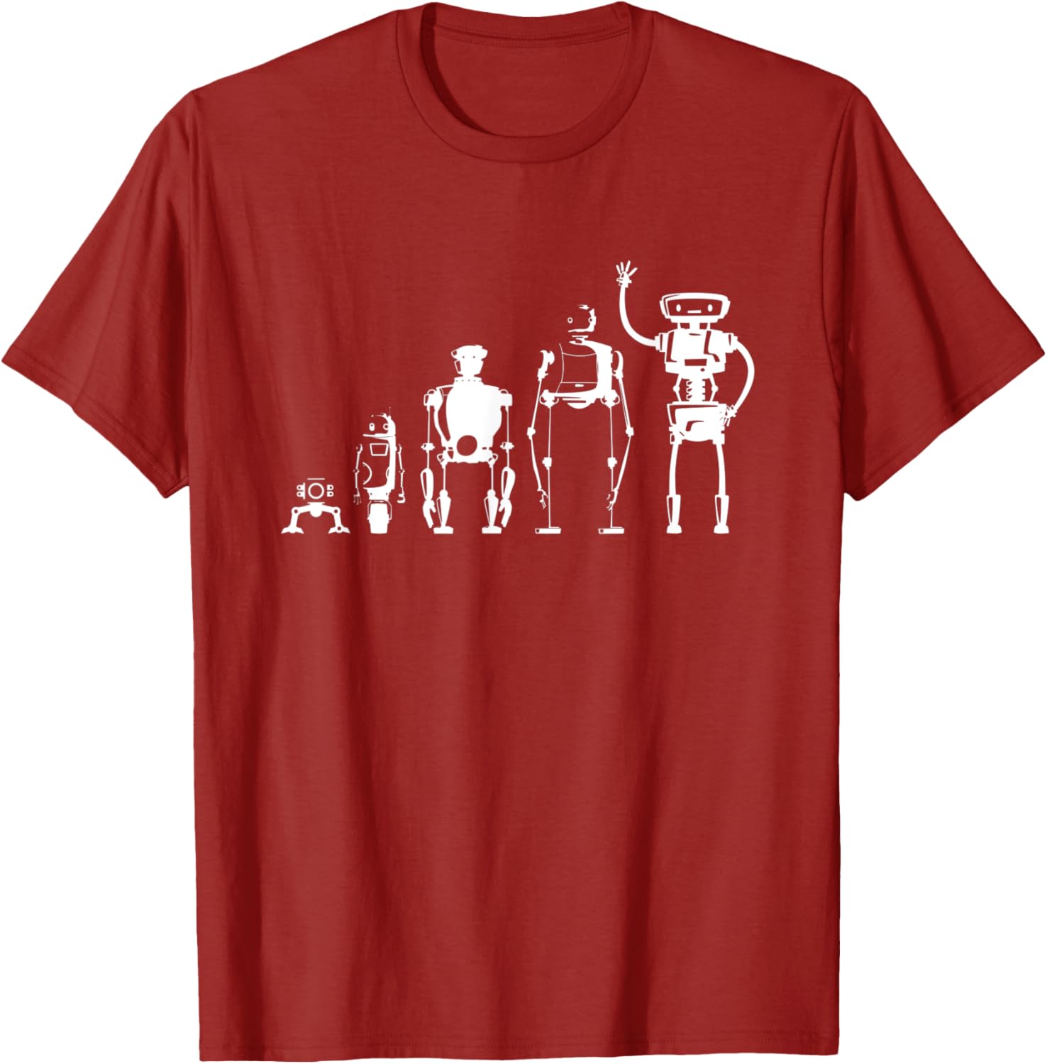 

Robot Evolution Graphic Tee Casual T Shirt Unisexs Short Sleeve Crew Neck Top M