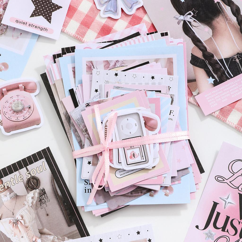 100pcs Vintage Scrapbooking Sticker Materials Paper Combo Kit for DIY Junk Journal Collage Photo Album Stationery Supplies