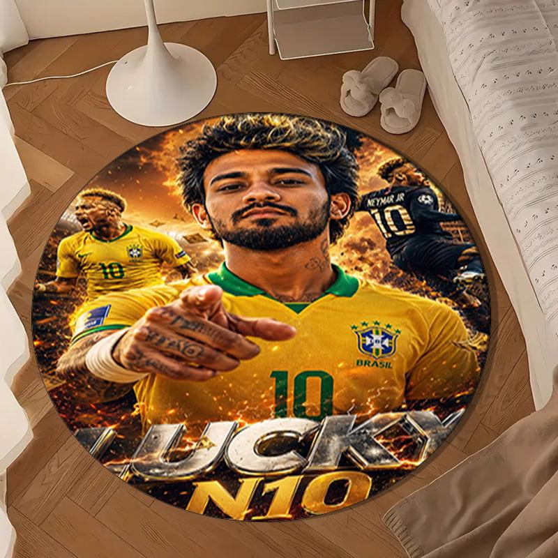 Lucky Football Neymar Journey Round mat, Anti-slip Circle Carpet Chair rug For livingroom,Bedroom, doormat home decor Gift Christmas Gifts