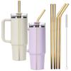 4Pcs Stainless Steel Straw with Straw Cleaner Replacement Straw Metal Straw for Stanley 40oz Cup Accessories