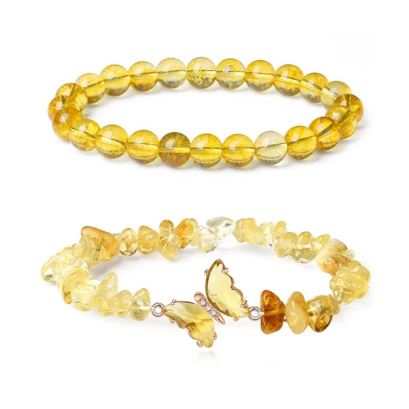 Set of 2 Crystal Butterfly Pendant Bracelet Set Trendy Crystal Beaded Butterfly Bracelet Accessory for Style Seekers