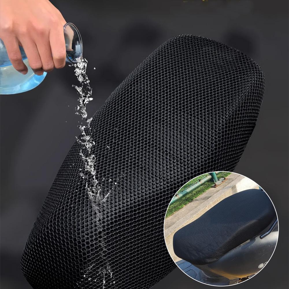 Motorcycle Electric Seat Cover 3D Mesh Fabric Sun Protection Scooter Seat Cover Pad Anti-skid Honeycomb Mesh Breathable Cushion