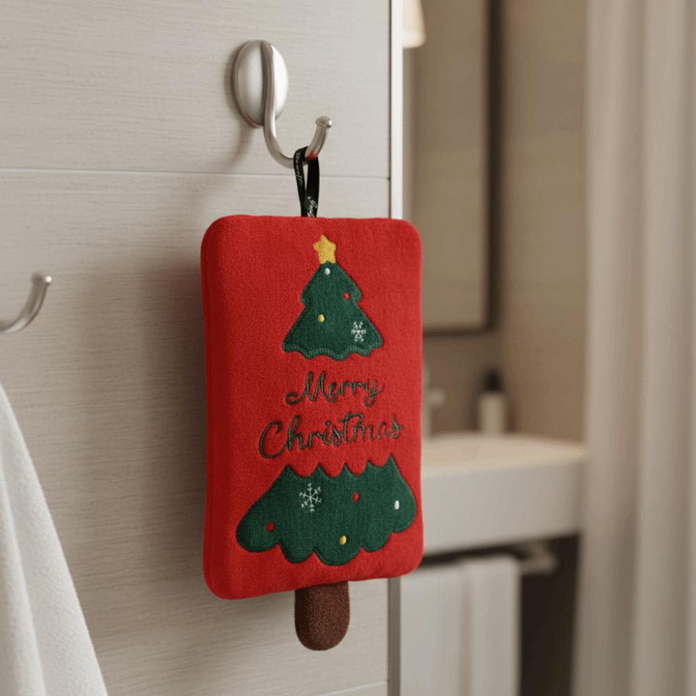 Coral Fleece Christmas Handkerchief Cartoon Snowman Santa Claus Kitchen Towel Washbasin