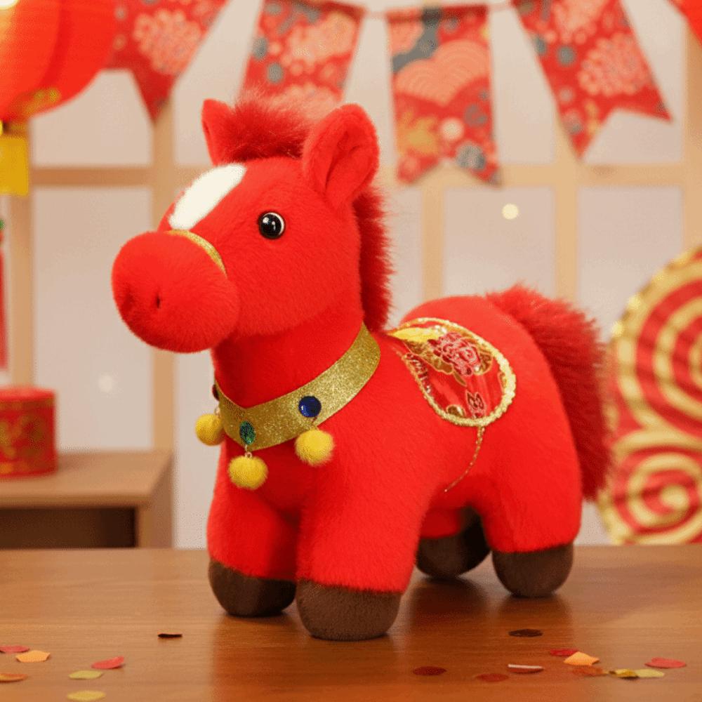 Good Luck 2026 Horse Plush Doll Mascot Dolls Zodiac Pony Figurine Stuffed Horse Toy  Birthday Gift