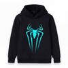 Kids Boys Girls Pullover Hoodie, Cool Cyan Spider Pattern Long Sleeve Casual Hooded Sweatshirt for Daily Outdoor Wear