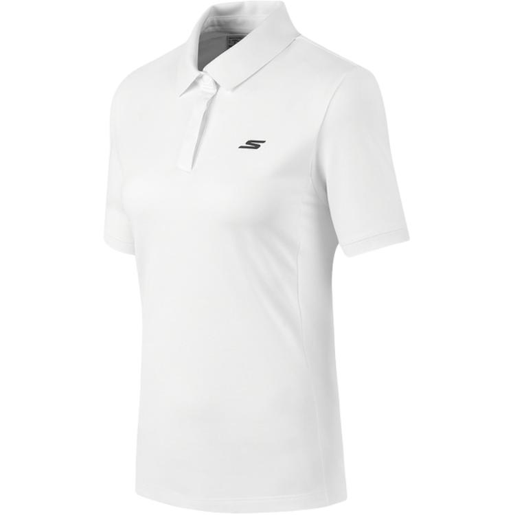 Skechers Solid Quick-Dry Breathable Knitted Polo Shirt Women tops Bright-White P223W063-0019 S