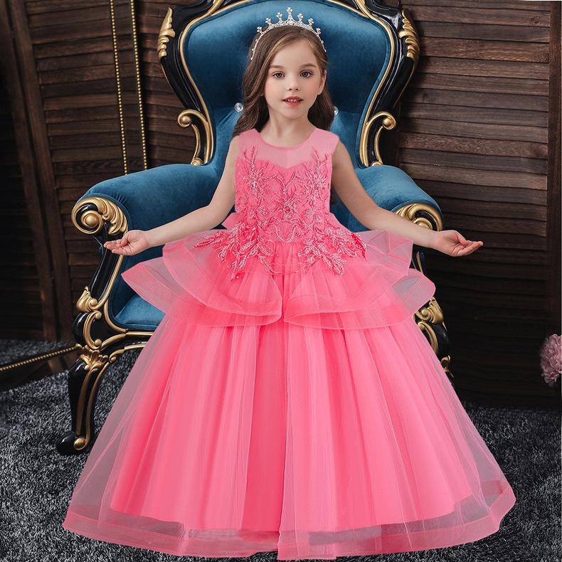 Kız Prenses Elbise Kabarık Örgü Etek Gelinlik Abiye Uzun Çiçek Kız Elbise