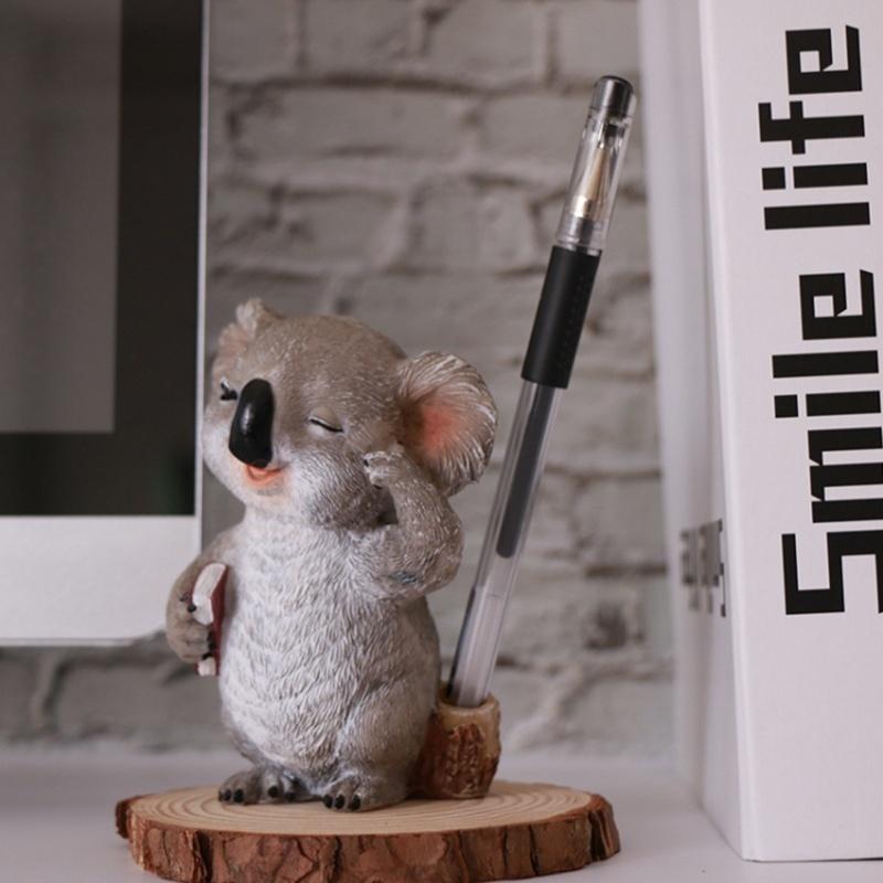 New Koala Spectacle Pen Holder Seeds Melon Fruit Plate Pot Keychain Resin Craft Animal Girl Gift