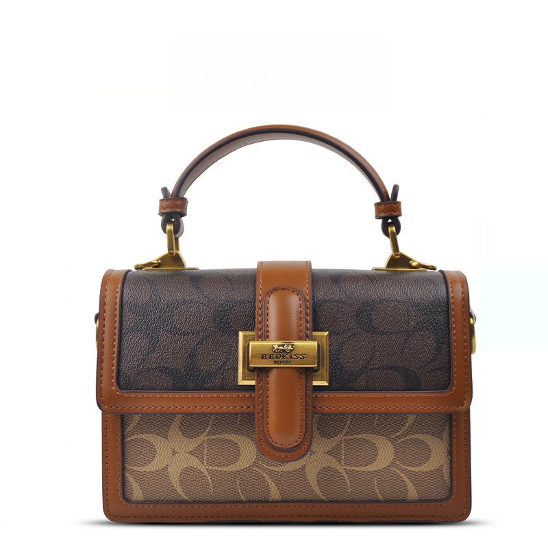 

Универсальная модная брендовая сумка с узором, простая ретро коричневая женская сумка, сумка через плечо, маленькая квадратная сумка