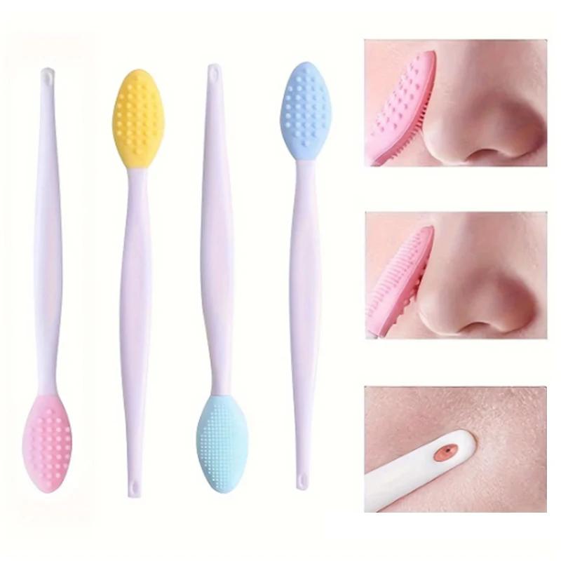 Beauty Skin Care Wash Face Double Sided  Silicone Brush Cleansing Brush Exfoliating Nose Clean Blackhead Removal Brushes Tools