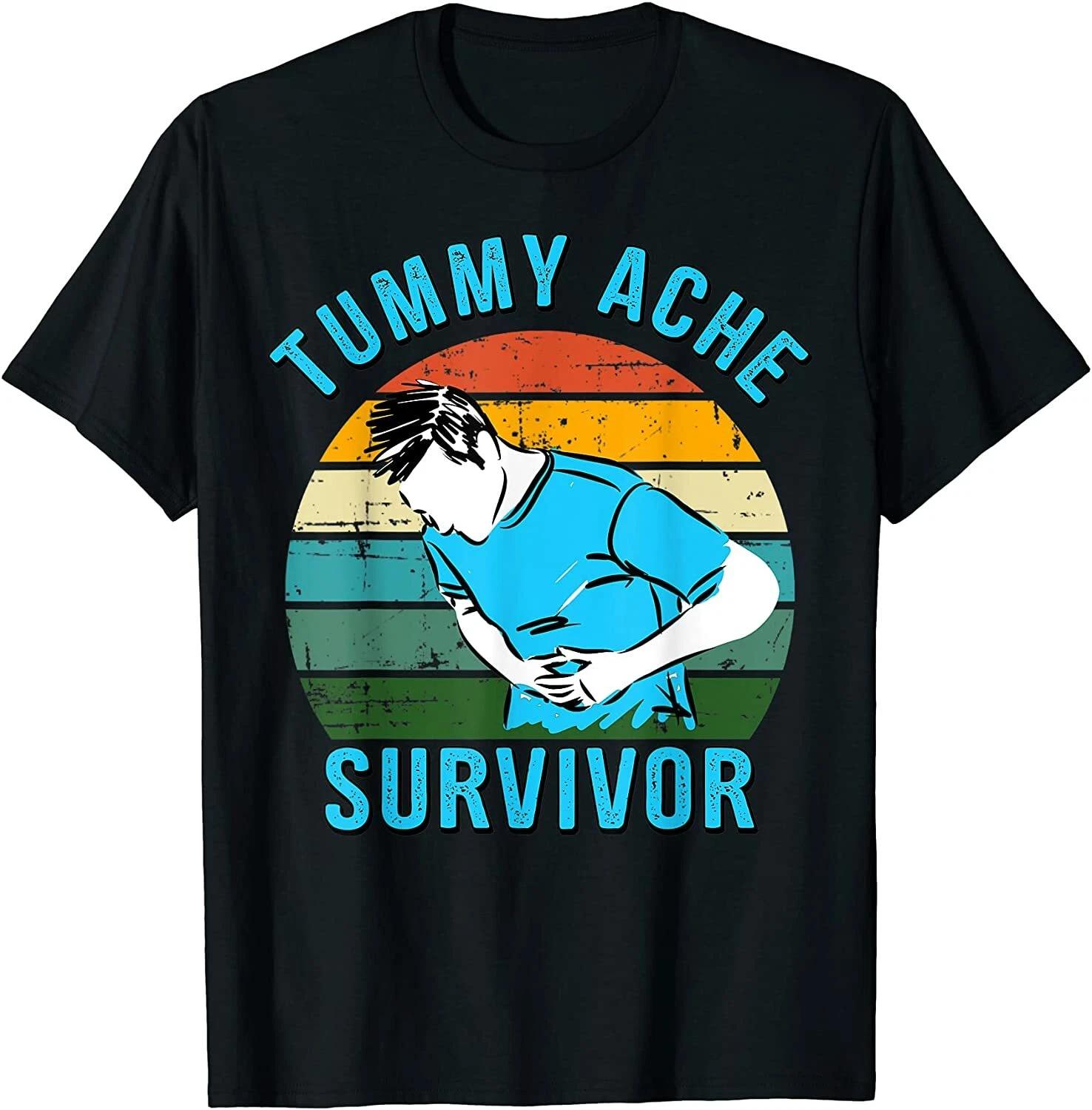 Vintage Retro Tummy Ache Survivor Recovery T shirt 2XL