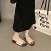 French flat-bottomed retro casual one-word slippers for women's summer wear 2025 new seaside vacation beach cool slippers