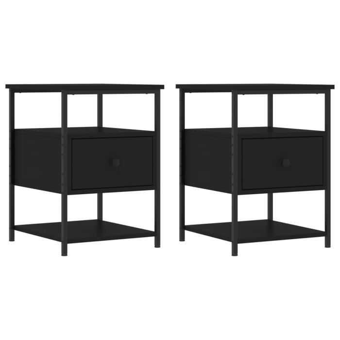 VidaXL Tables de chevet 2 pcs noir 40x42x56 cm bois d’ingénierie 826024