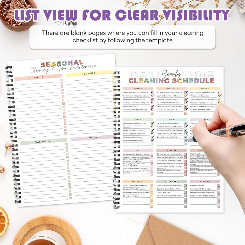 Adhd Planner Daily Cleaning Organizer - 2025 Chore Chart Schedule and Checklist - Adhd Household Needs Organization Weekly Monthly Yearly Home Family