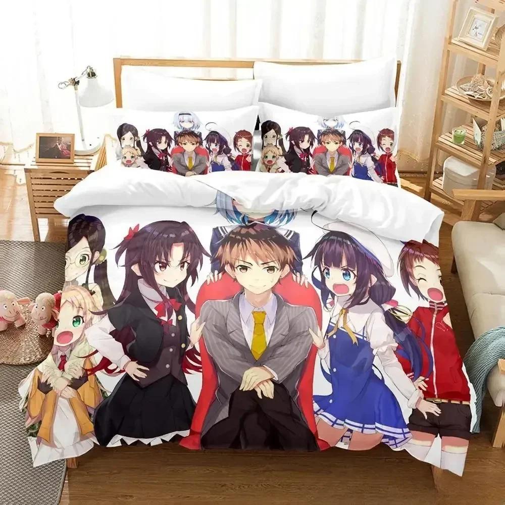 3D Anime The Ryuo's Work Is Never Done! Printed Bed Set Duvet Cover Pillowcase Bedding Set Bed Linen Sheet Quilt Cover Full Size