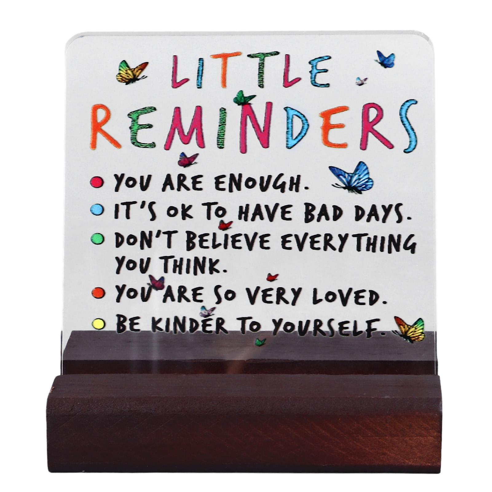 Inspirational Desk Sign Encouragement Cheer Up Transparent Acrylic Desk Wooden Stand Decorative Sign for Home 4.7 X 4.7