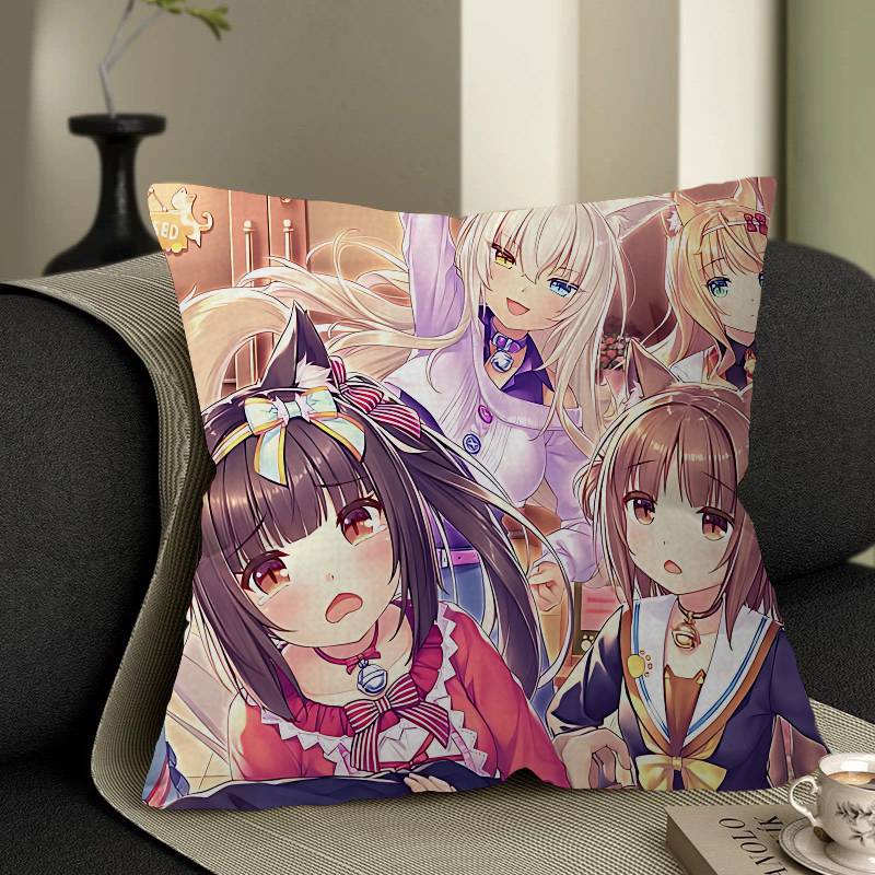 N-Nekopara Anime Cushion Cover Pillow Cover Decor Pillowcase Printed Cushion Case For Couch