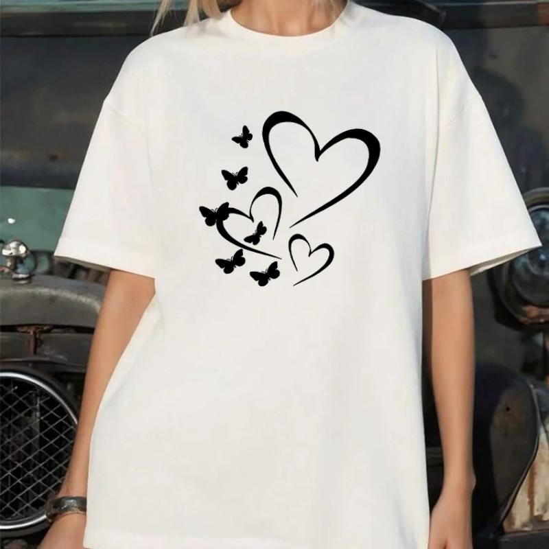 Womens T-shirt Cotton Print Casual O-neck Short Sleeve Outdoor Sports Jogging Tops Summer Hot Sales Loose Streetwear Tees