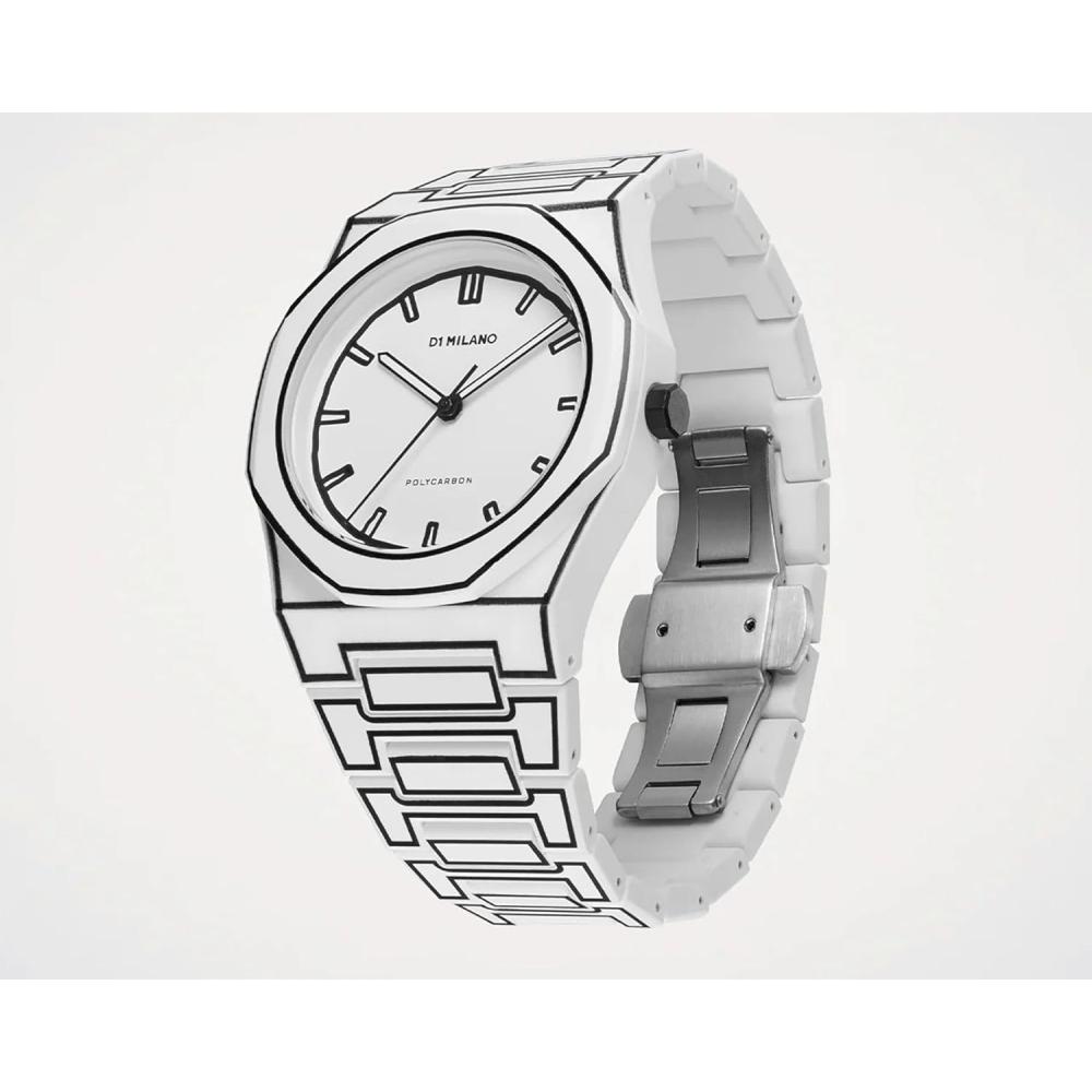 D1 Milano Men S Polycarbonate White Sketch Watch 40.5mm Pcbj34