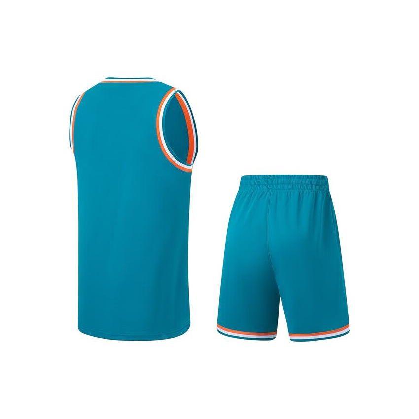 Li-Ning Professional Basketball Series Logo Print Moisture-Wicking Basketball Uniform Set Men Sportswear Tidal-Blue AATT001-14